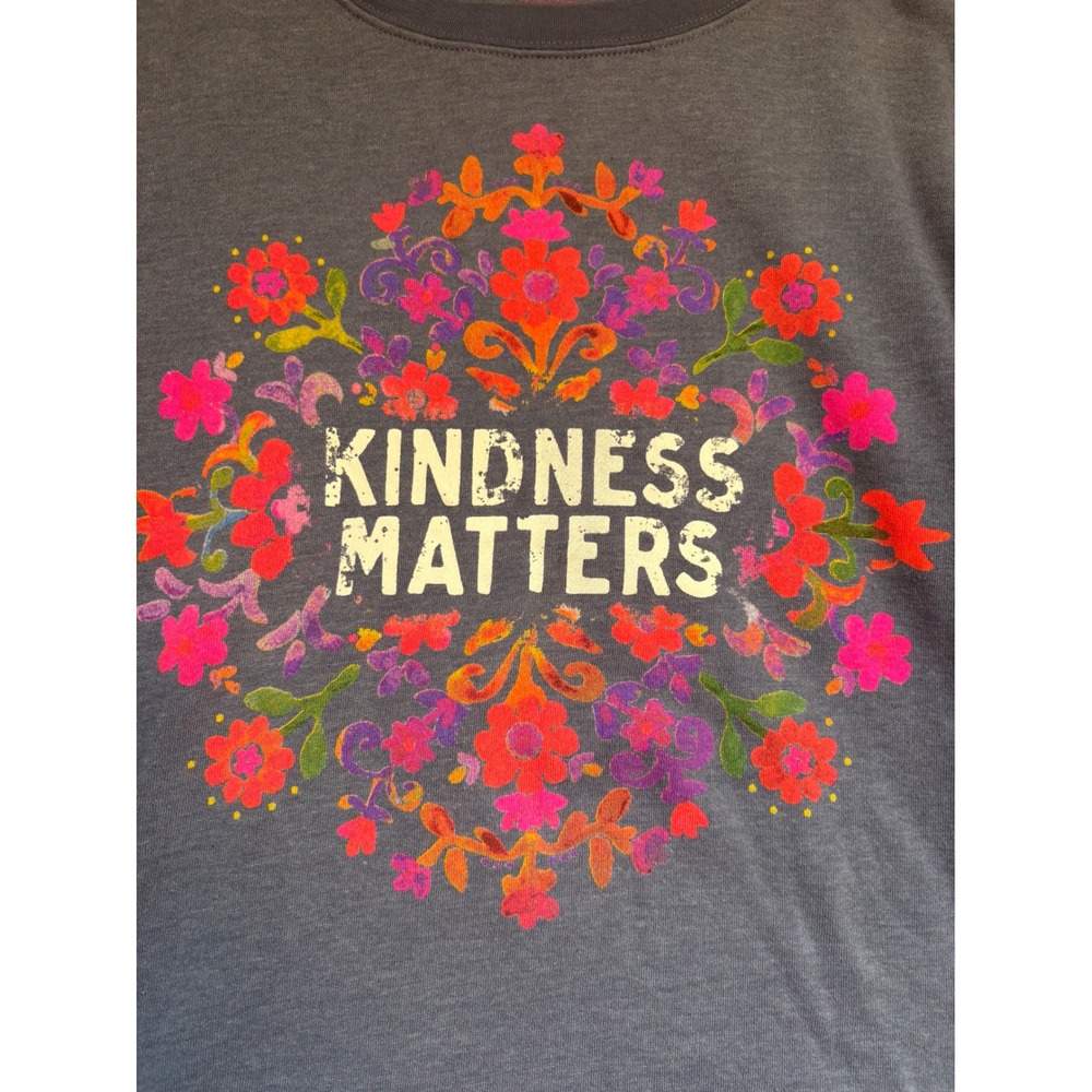 Natural Life Kindness Matters NWOT Floral Graphic Sweatshirt Gray XXL Pockets - Picture 7 of 8